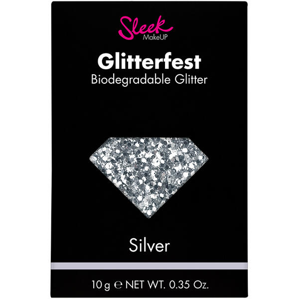 Sleek MakeUP Glitter Biodegradabil Sleek Glitterfest Silver