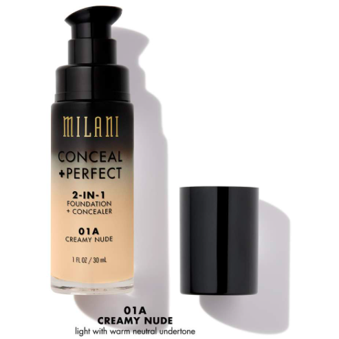 Fond De Ten + Corector Milani Conceal + Perfect 2 in 1 Foundation + Concealer - Creamy Nude - 01A