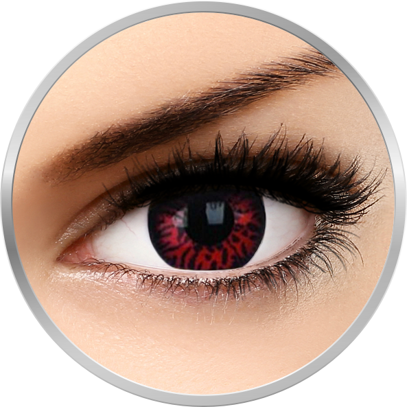 Phantasee Fancy Thunderbolts - lentile de contact colorate Crazy rosii/negre anuale - 360 purtari (2 lentile/cutie)