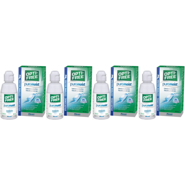 Alcon / Ciba Vision Solutie intretinere lentile de contact Opti-Free Pure Moist 4 x 90 ml + suport lentile cadou